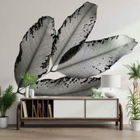 Grayscale leaf cluster on a slender stem, Branches and Leaves Wall Mural GD4891
