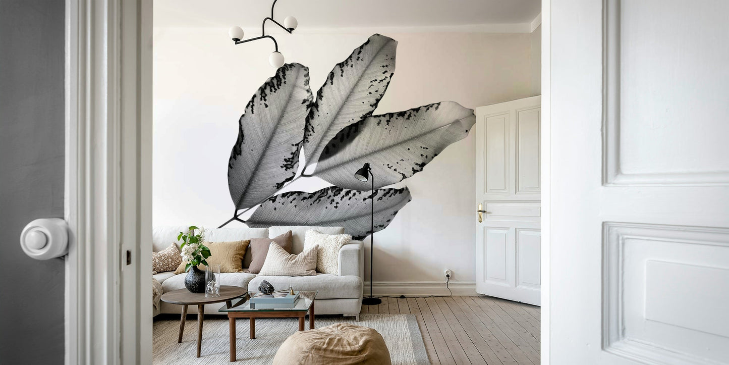 Textured ink stippling along leaf margins, Branches and Leaves Wall Mural GD4891

