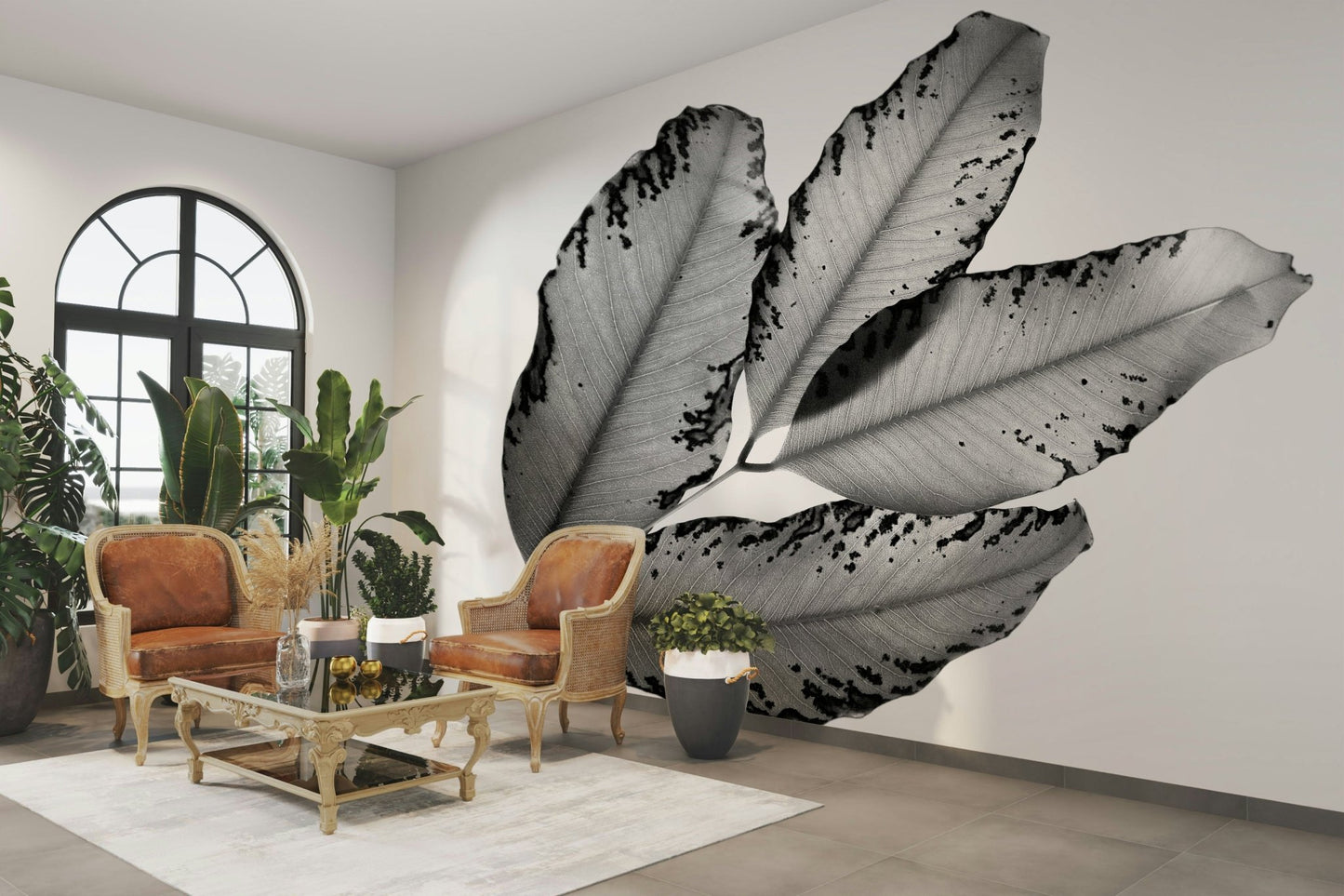 Minimalist monochrome foliage on Branches and Leaves, 2016, 1 Wall Mural GD4891
