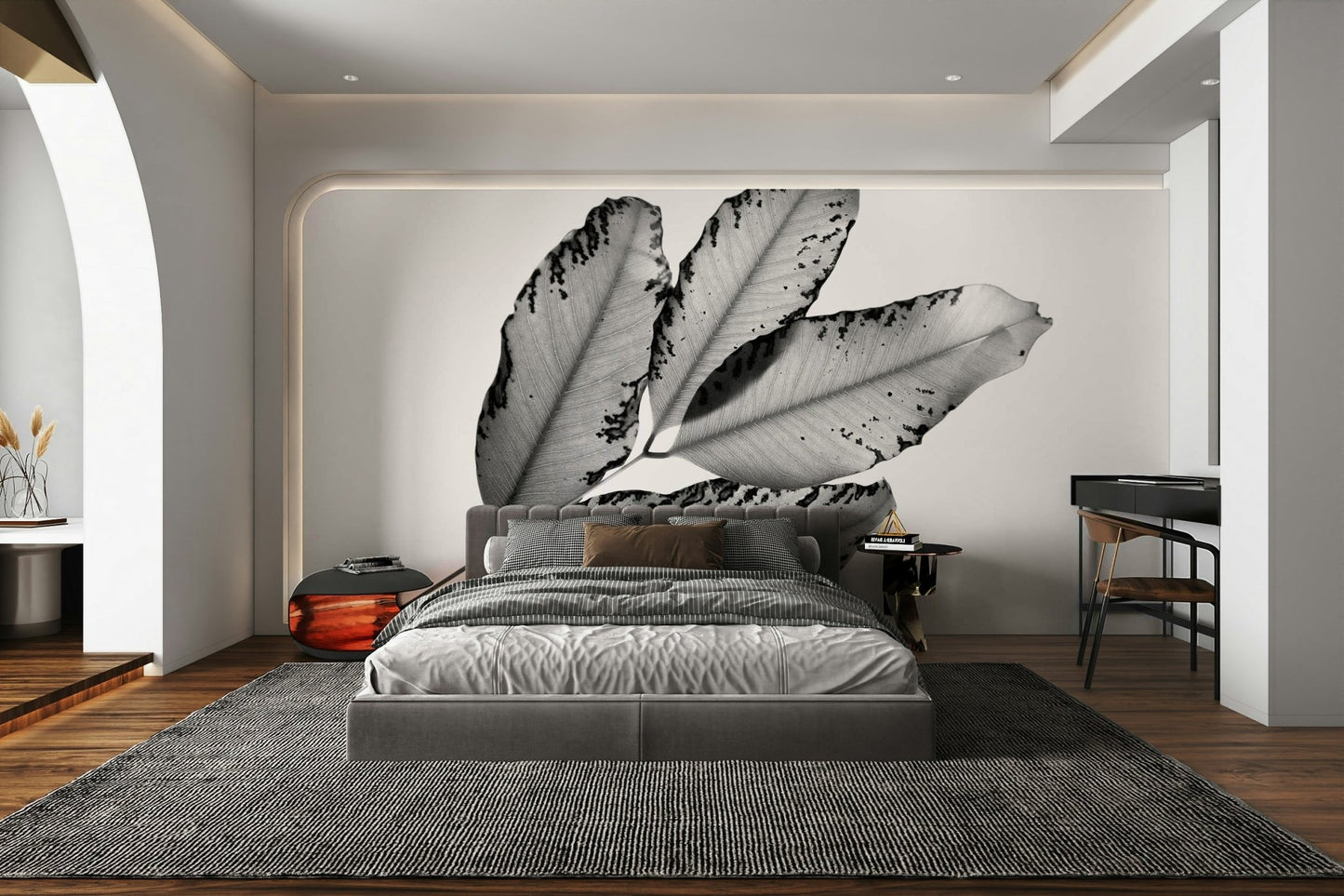 Four broad leaves fan outward on Branches and Leaves, 2016, 1 Wall Mural GD4891
