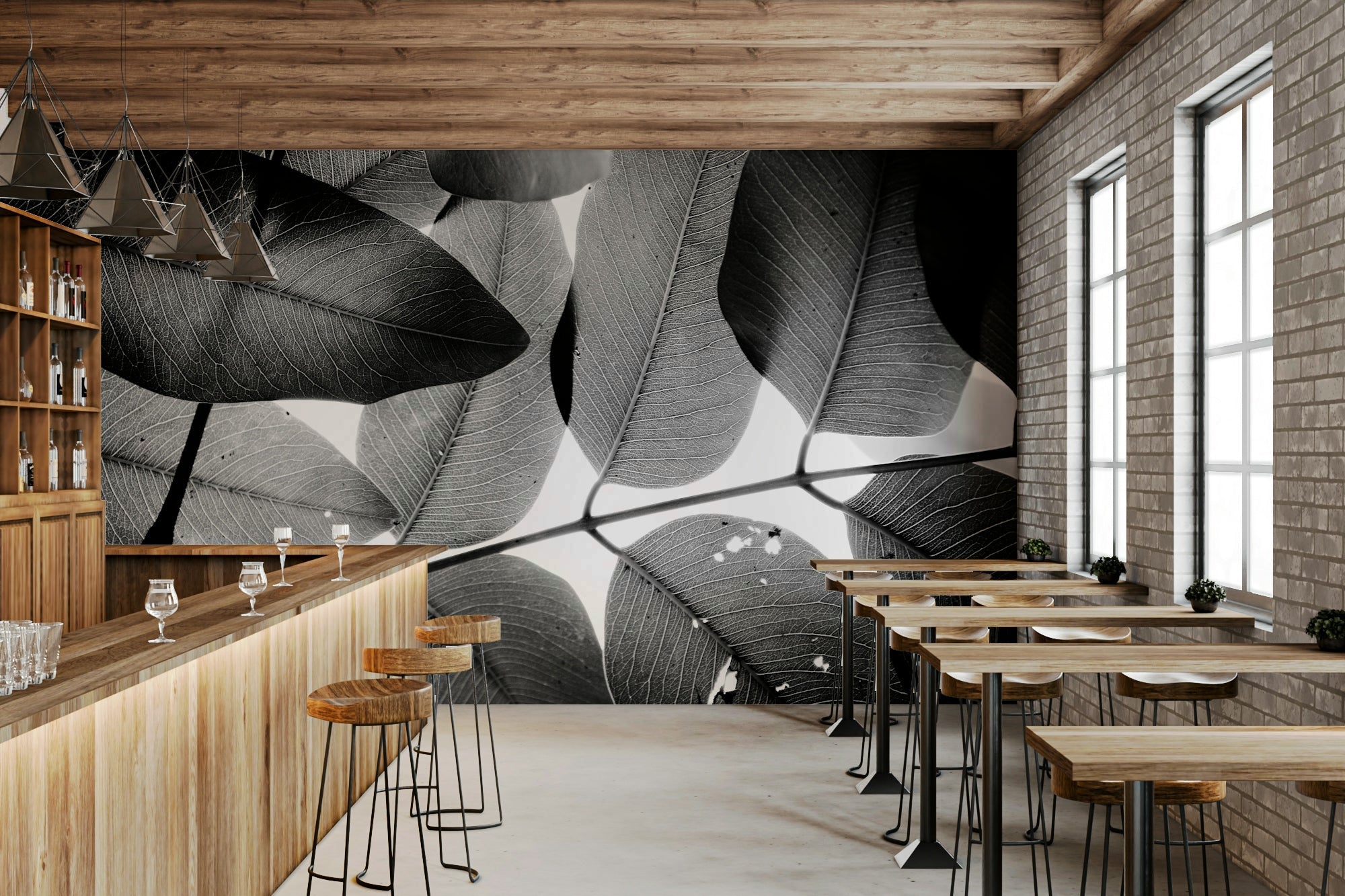 Branches and Leaves, 2016, 3 Wall Mural with backlit monochrome canopy GD4892
