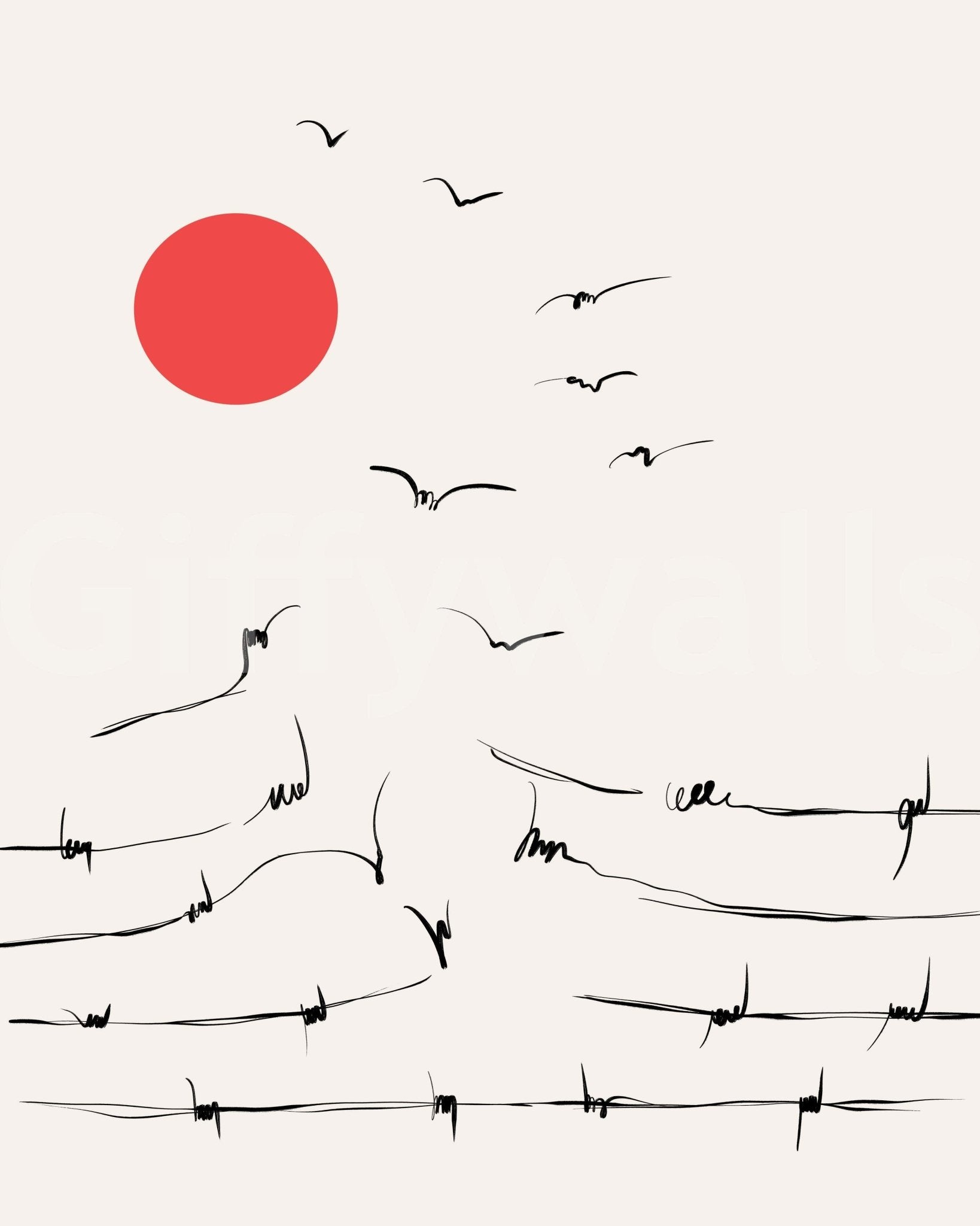 Break Free Wall Mural wallpaper mural with soft sky blue shades.