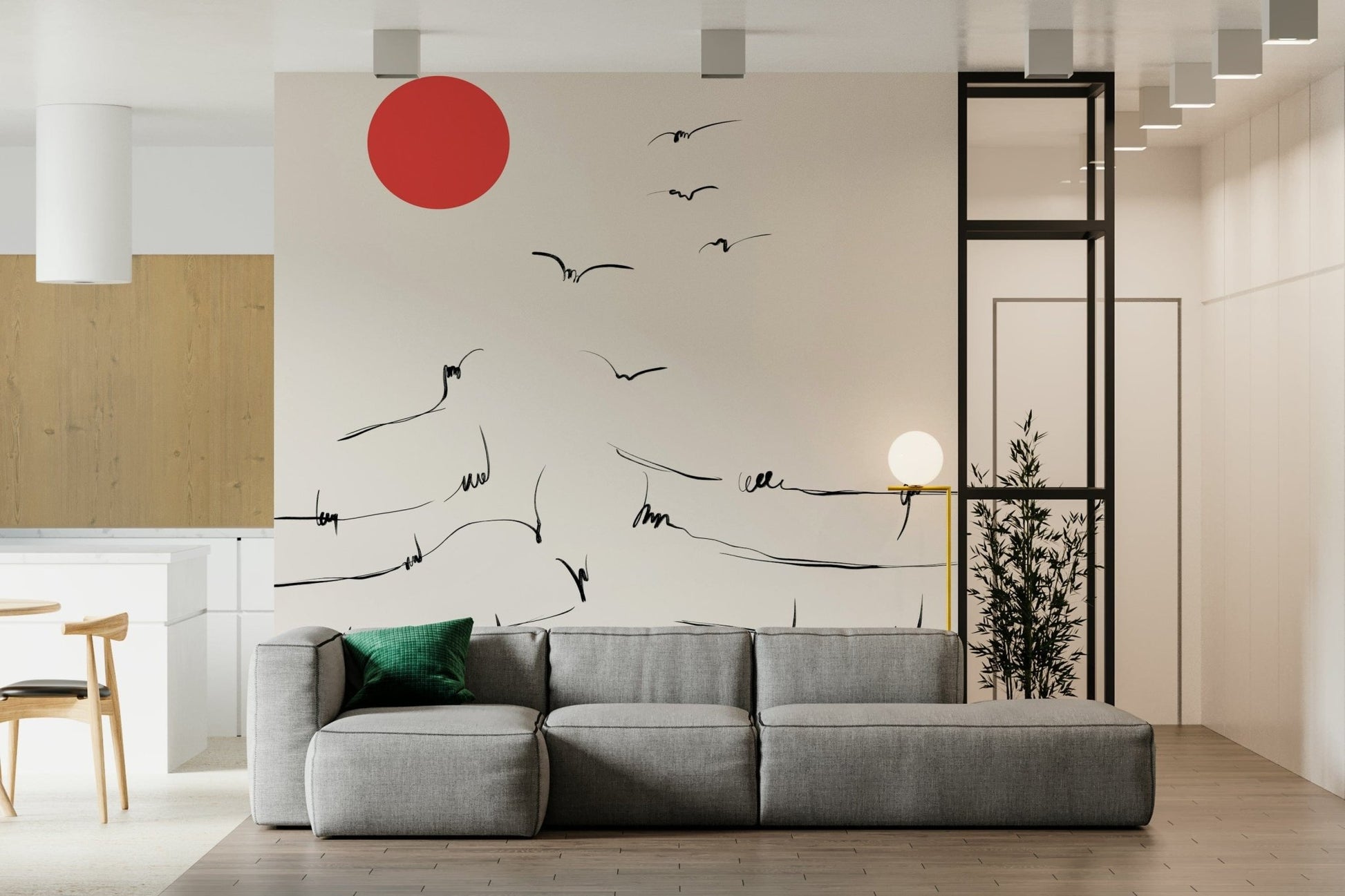 Break Free Wall Mural wallpaper mural for a contemporary dining area.
