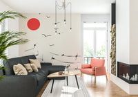 Break Free Wall Mural wallpaper mural with monochrome grey tones.