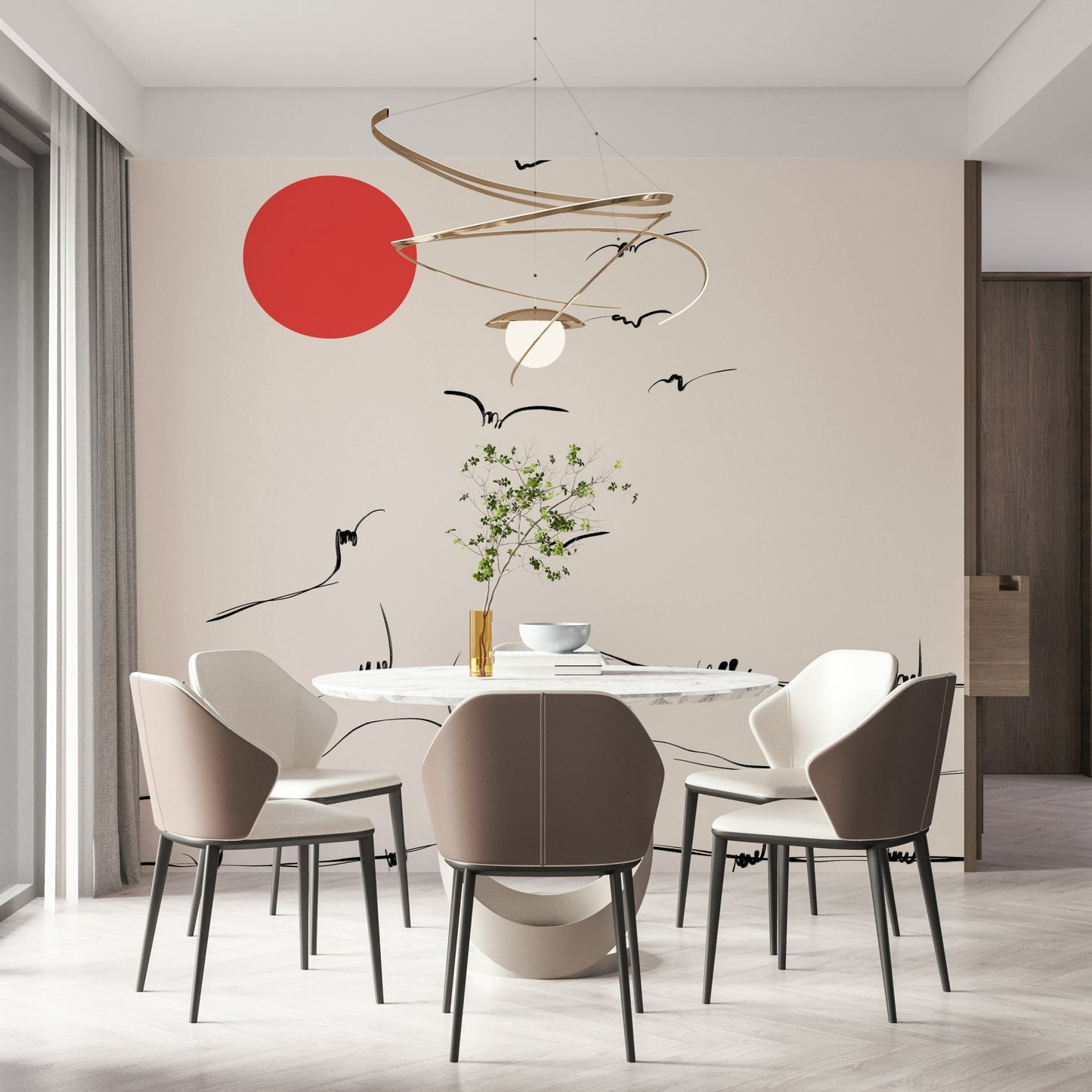 Break Free Wall Mural wallpaper mural in a stylish apartment lounge.