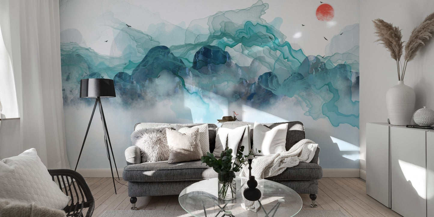Abstract Mountain Scene Wallpaper Mural - Giffywalls B184
