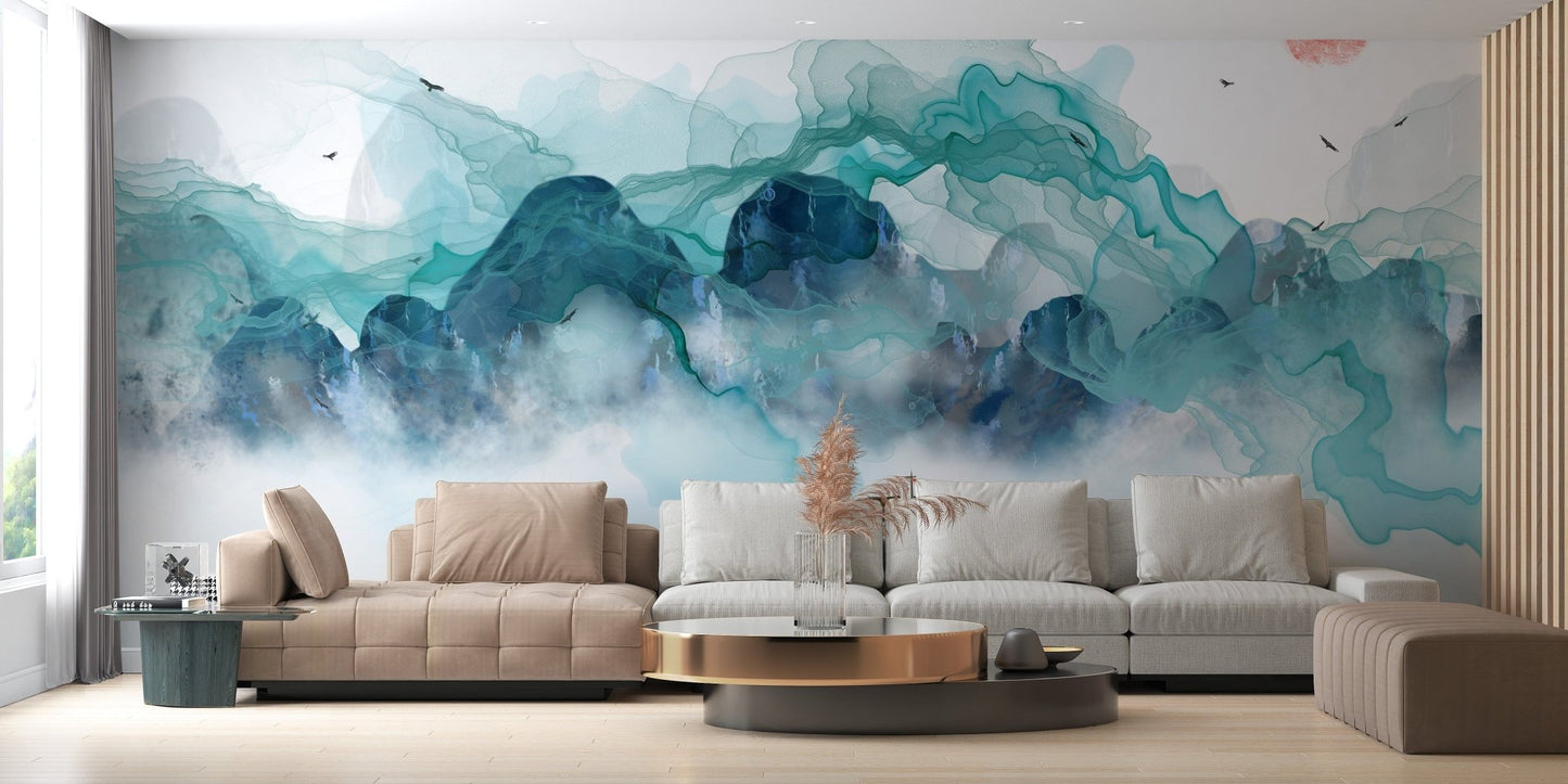 Abstract Mountain Scene Wallpaper Mural - Giffywalls B184