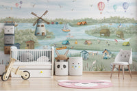 Lakefront mural for calm children’s rooms, C318