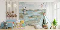 Playful shore wallpaper for kids' rooms, C318