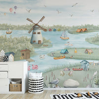 Children's wallpaper with coastal scenery, C318