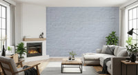 Cozy living area using Brick Decor Wall Mural along a full white brick feature 