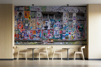 A wall mural of a peaceful graffiti wall.

