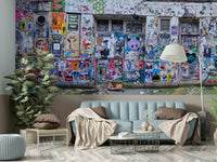 The image shows an artistic impression of a serene graffiti wall with a soft, urban feel.

