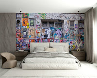 The graffiti is a central focus of the image.

