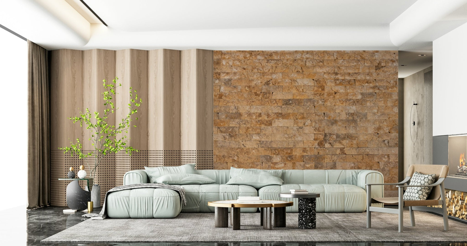 A hand applying the Brickwork Beauty realistic brick mural.