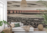 Long city bridge reflected in Bridge at Dusk wall mural