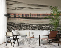 Wide bridge skyline captured in Bridge at Dusk wall mural
