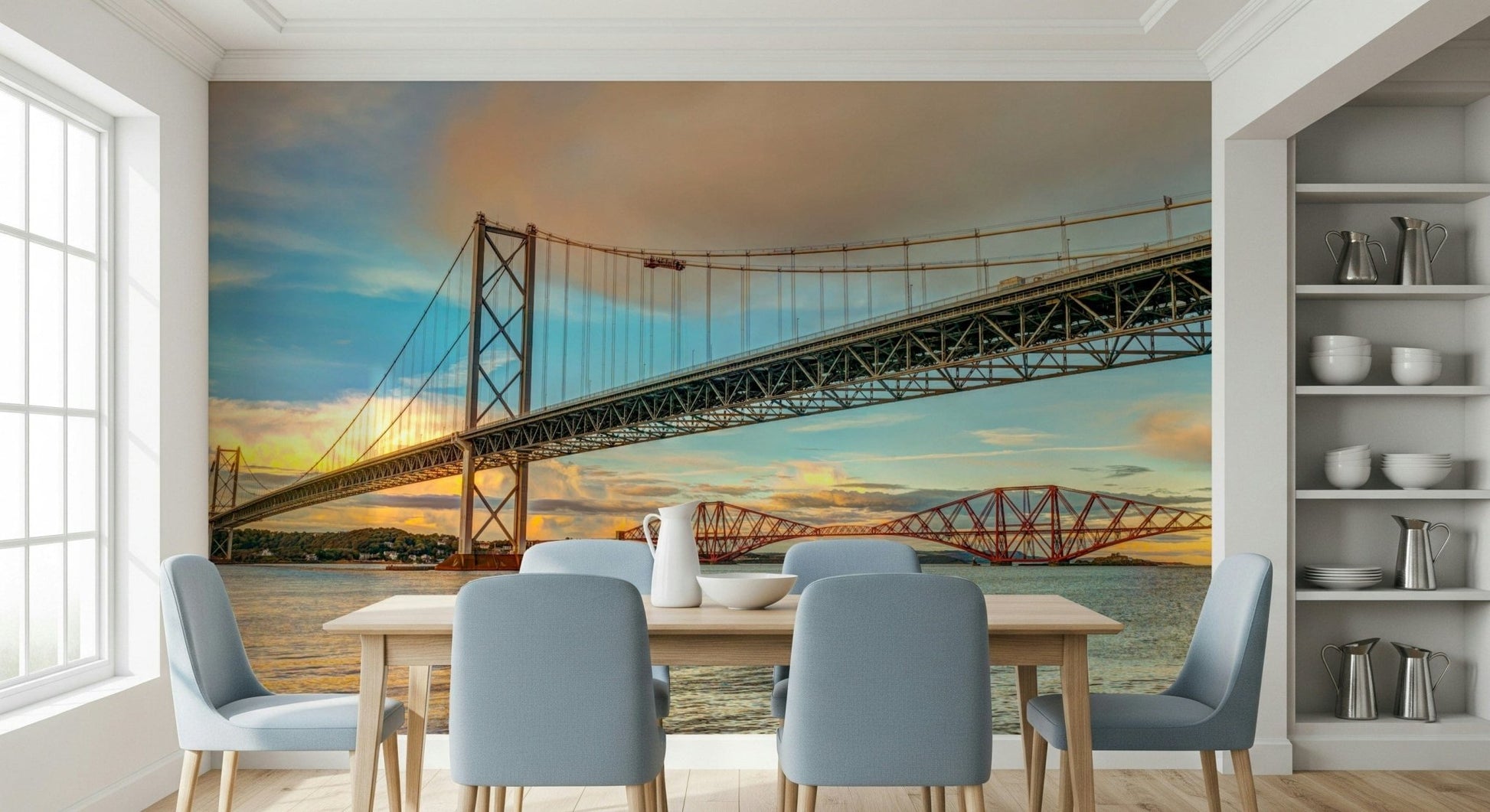 Firth of Forth scene Bridging the Sky Wall Mural, amazing Scottish wallcovering.