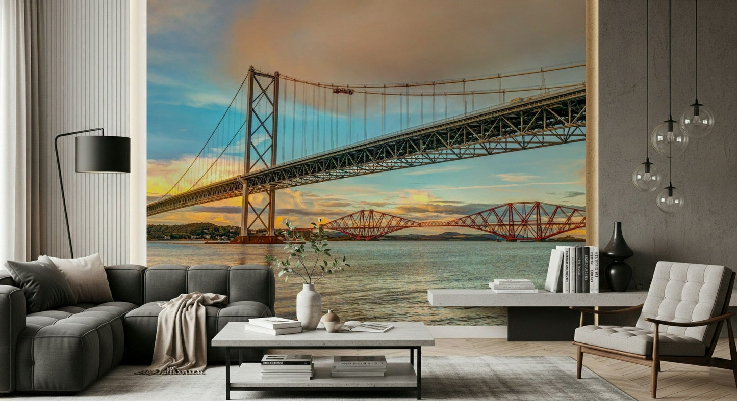 Iconic suspension bridge Bridging the Sky Wall Mural, scenic Scotland wallpaper.