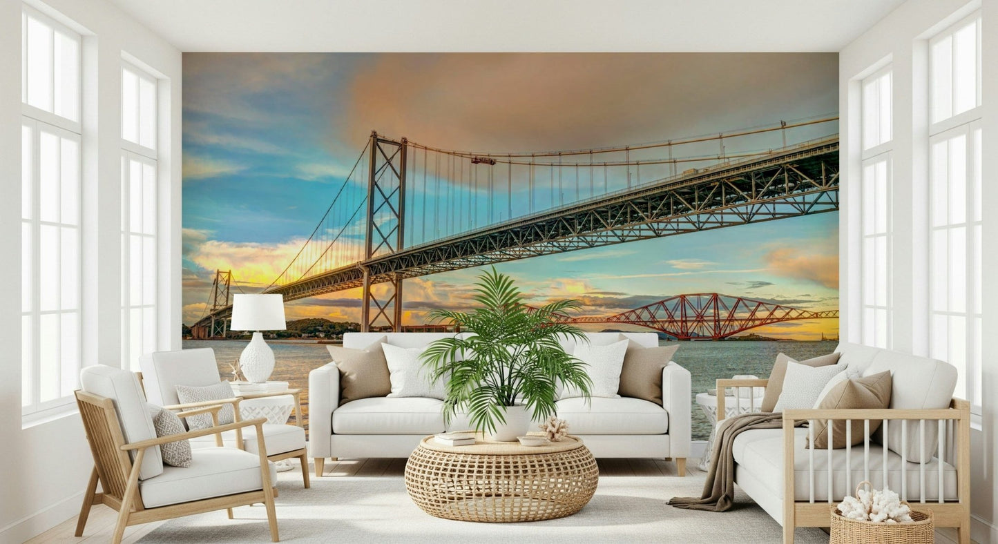 Modern and cantilever bridge Bridging the Sky Wall Mural, architectural wall art.