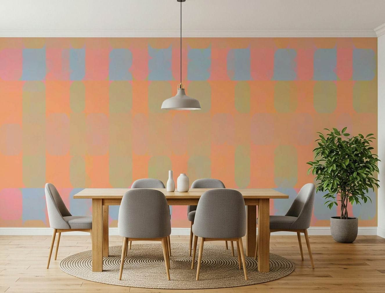 Bright Day Geometry soft pastel checkered wall covering.