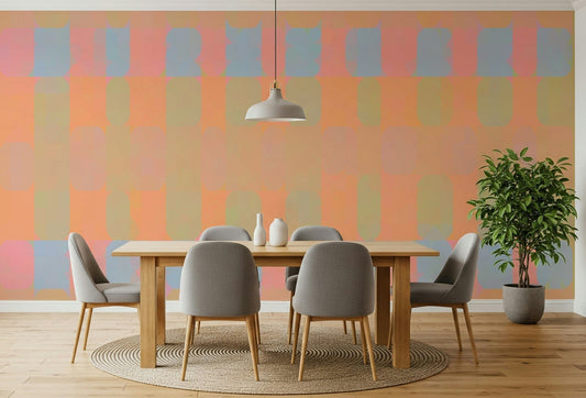 Bright Day Geometry soft pastel checkered wall covering.
