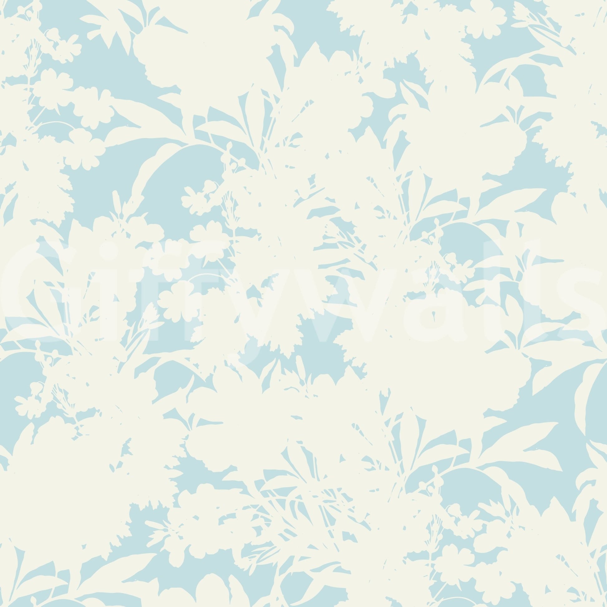 A seamless pattern of flowers and leaves on a wall

