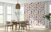 Artistic bird silhouettes wallpaper mural for a contemporary flat décor.