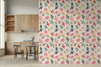 Blue sky and soaring birds wallpaper mural for an apartment lounge.