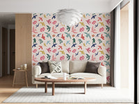 Bright Freedom Birds Wallpaper mural for a dining room accent wall.
