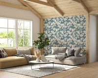 The Bright Leaves Wallpaper shown on a feature wall.


