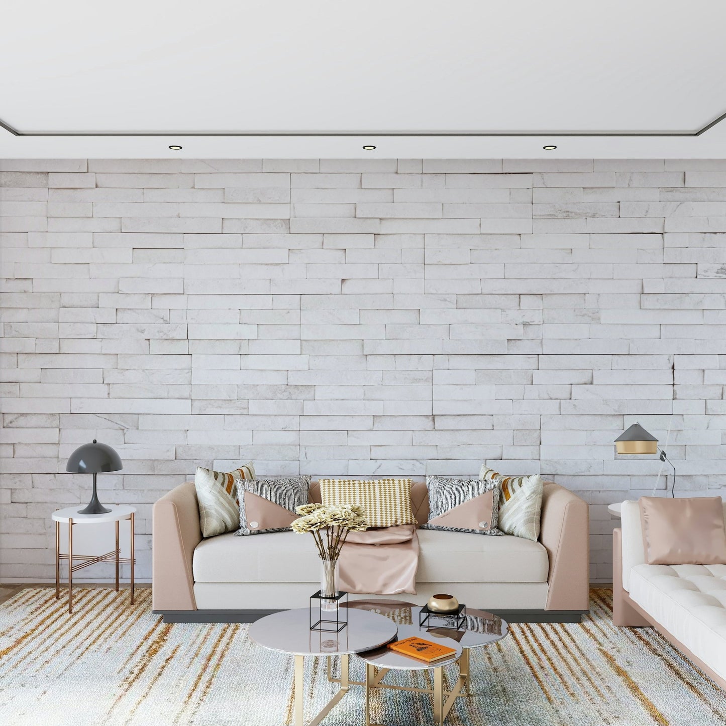 Home office featuring the Bright Stacked Stone wall mural.