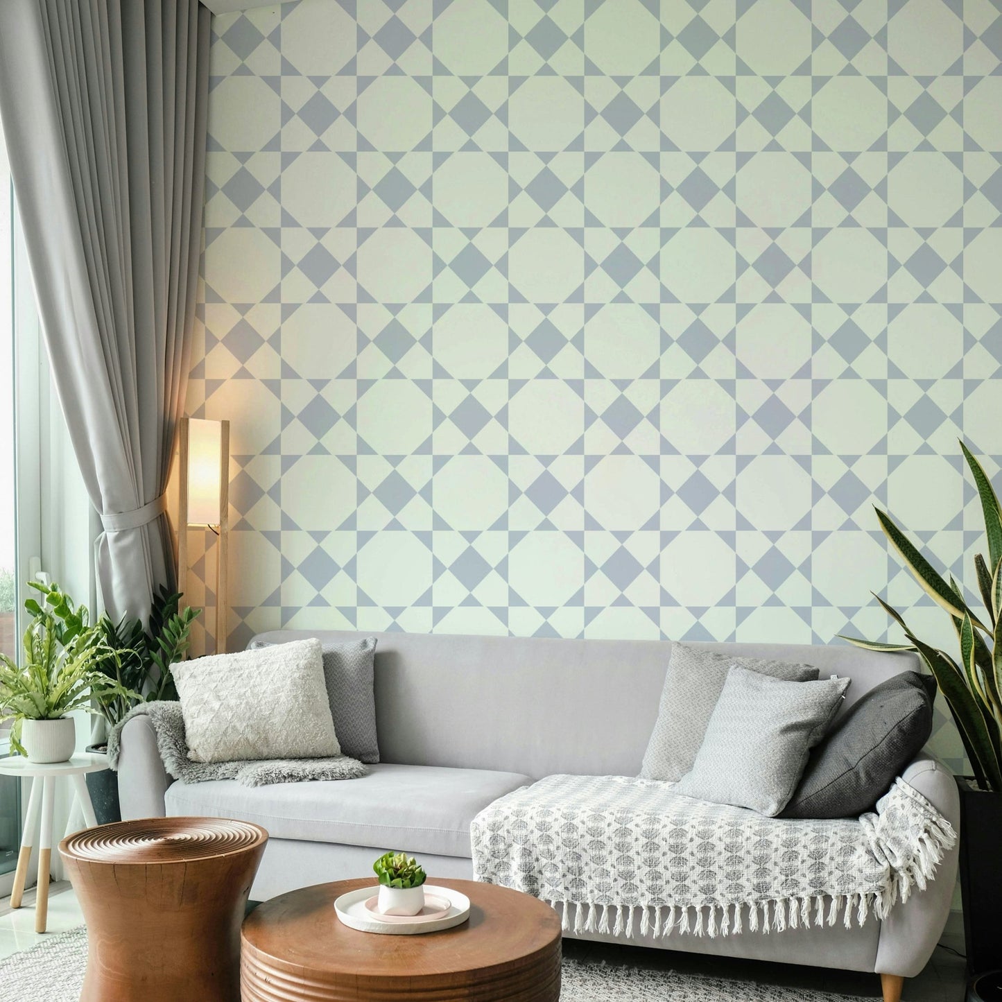 Detailed view of the crisp, colorful tile shapes

