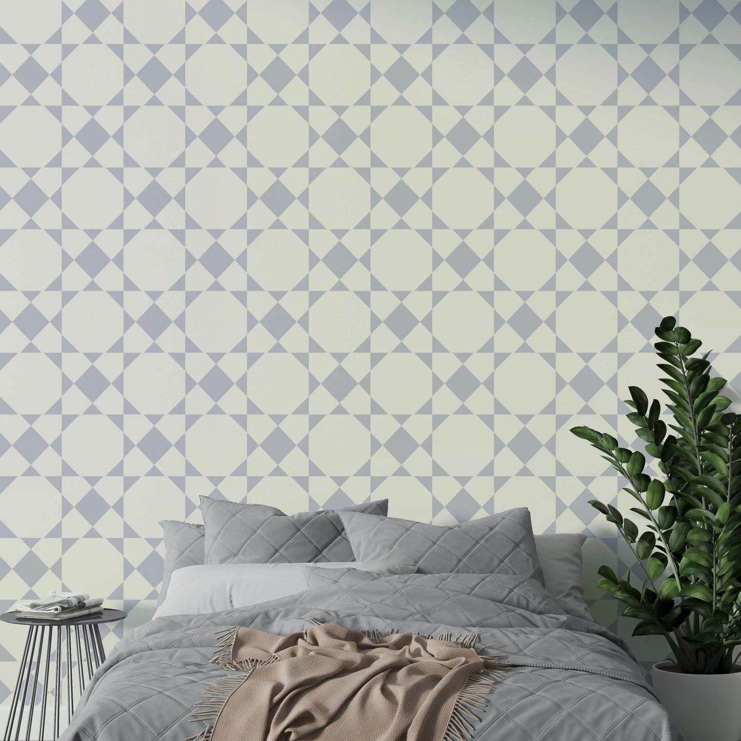 An interior with a fun and striking accent wall


