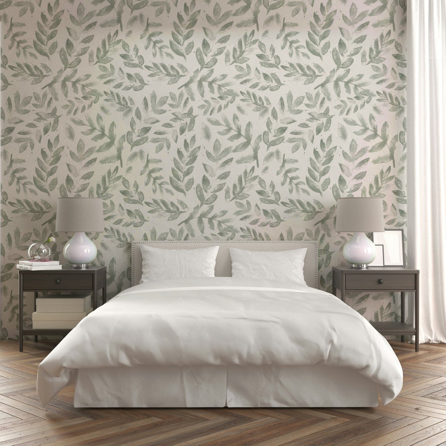 High-quality image of the bright botanical wallpaper

