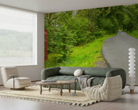 British Call Box Charm Wall Mural focal point for a library.