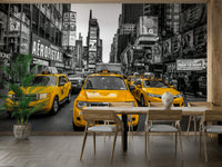 Broadway Traffic Wall Mural featuring yellow taxis in Times Square, GD2322
