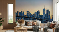 Midnight blue Brooklyn Bridge Dusk peel and stick wallpaper