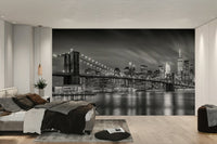 New York City skyline monochrome mural for stylish rooms

