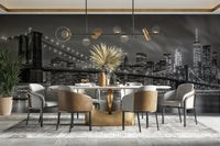 Brooklyn Bridge monochrome wall mural for a timeless city vibe

