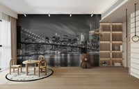 Stunning monochrome Brooklyn Bridge mural for modern spaces

