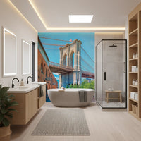 New York city wall mural featuring Brooklyn Bridge