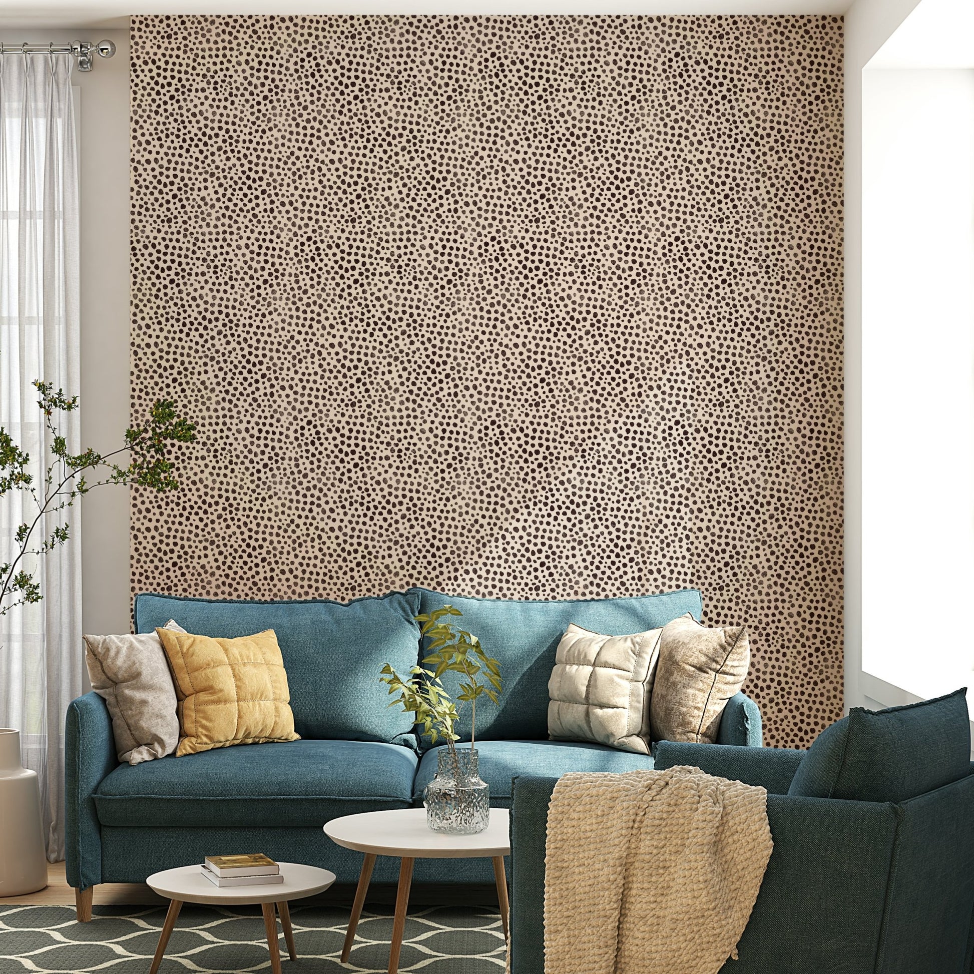 Cozy jungle-themed wallpaper design close-up

