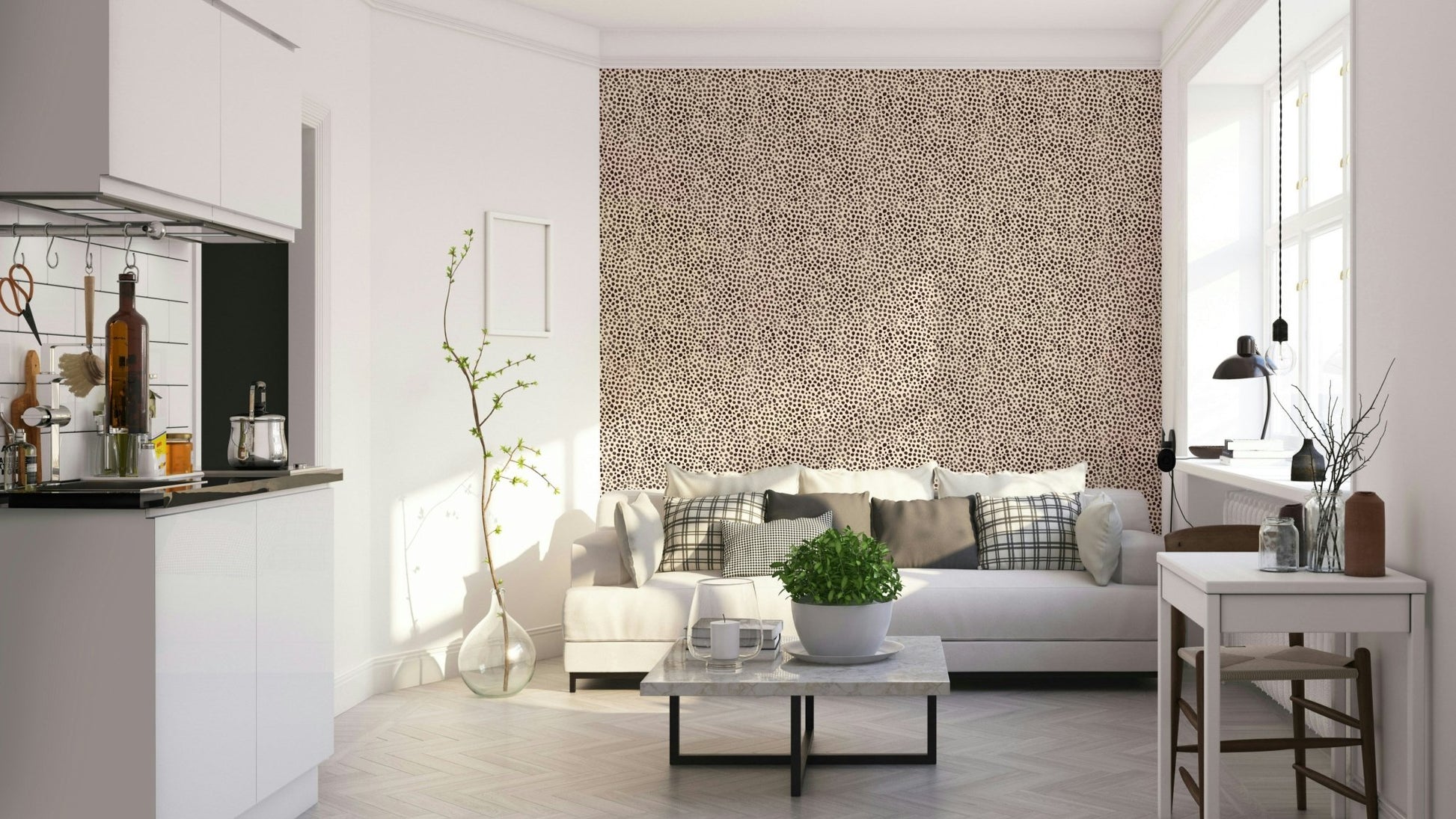 Brown Animal Dot Jewel Jungle Wallpaper full view

