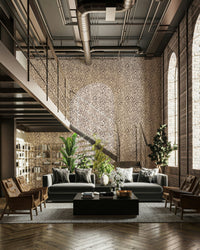 Living room with jewel jungle mural wallpaper

