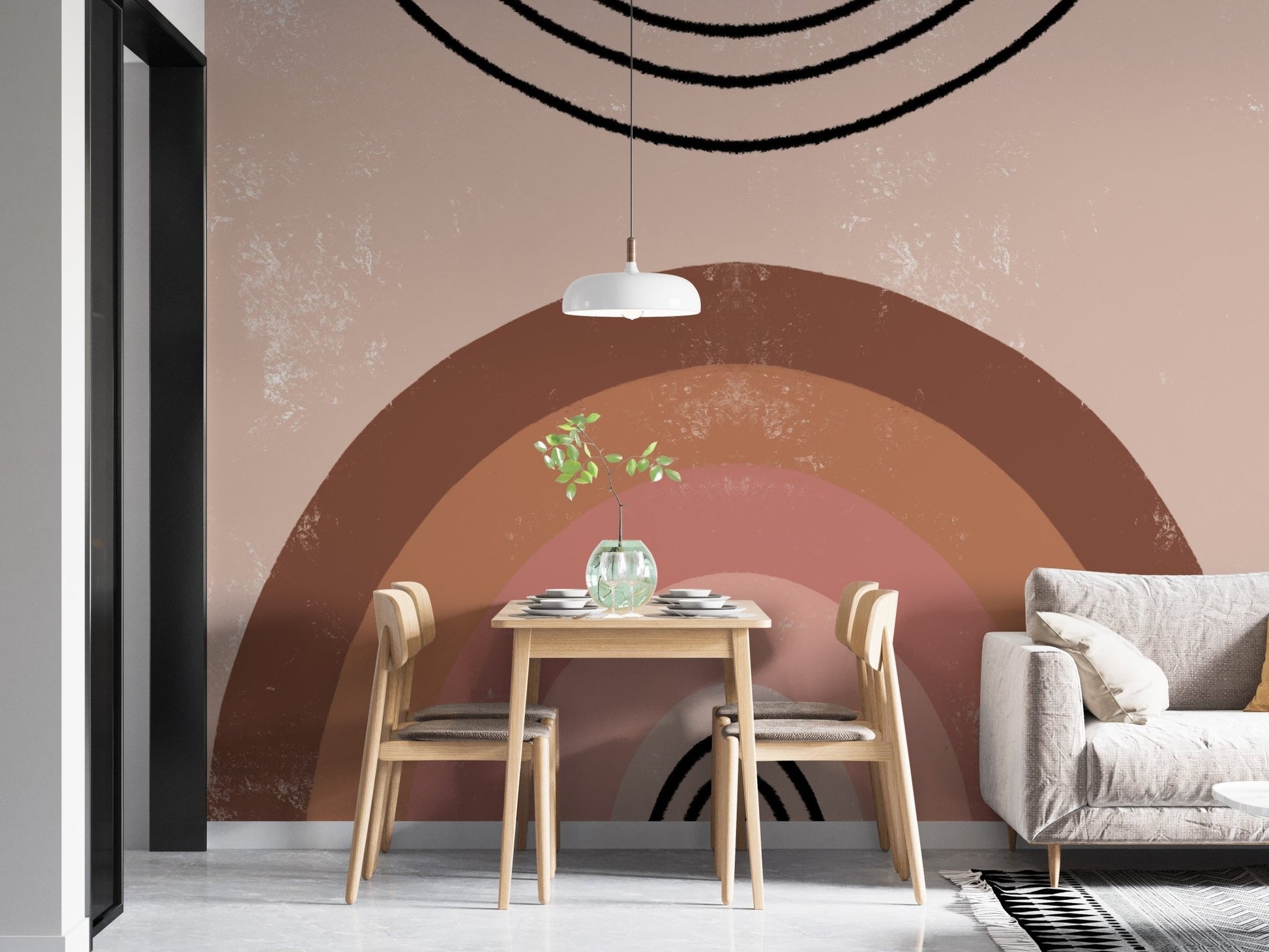 Soft boho rainbow wall art in earthy tones A227
