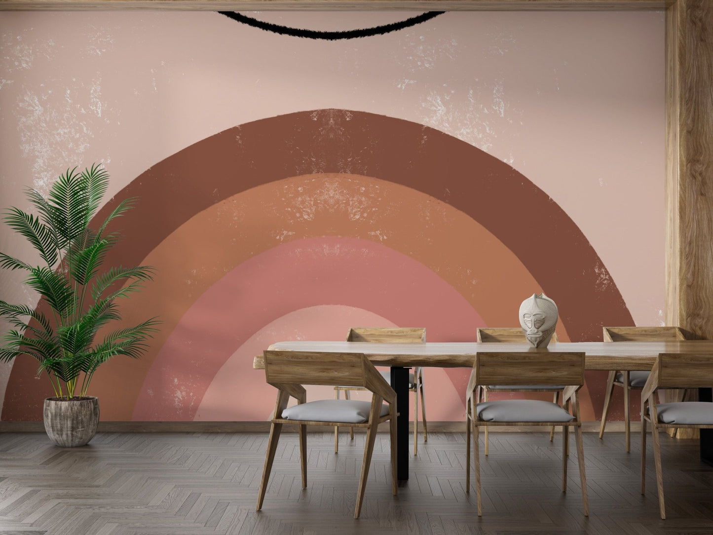 Brown Boho Kids Rainbow Wallpaper Mural - Giffywalls A227