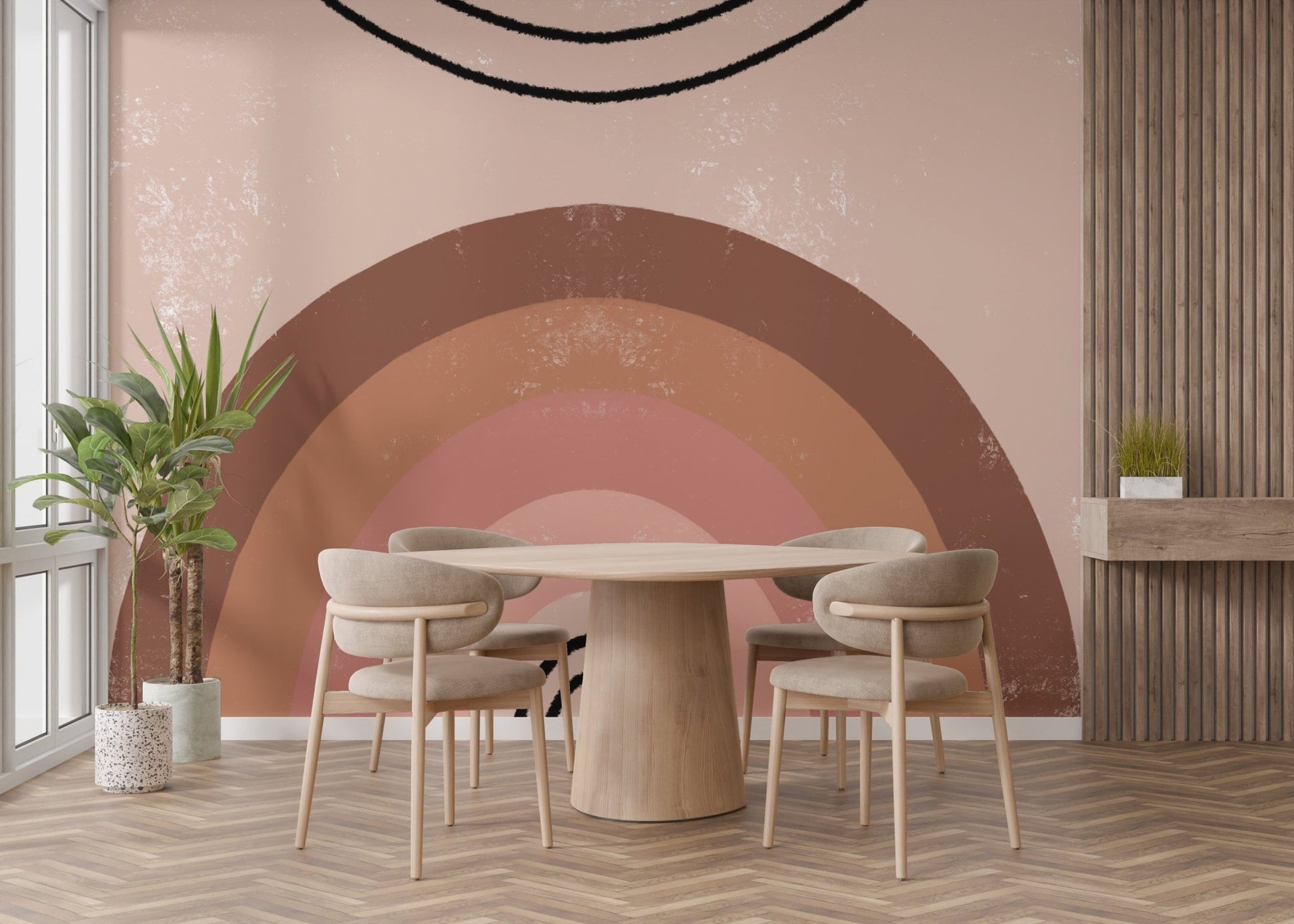 Subtle brown boho rainbow wallpaper for kids A227
