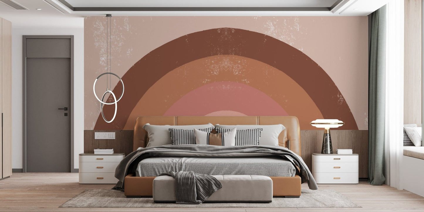 Boho rainbow wallpaper in warm brown tones A227
