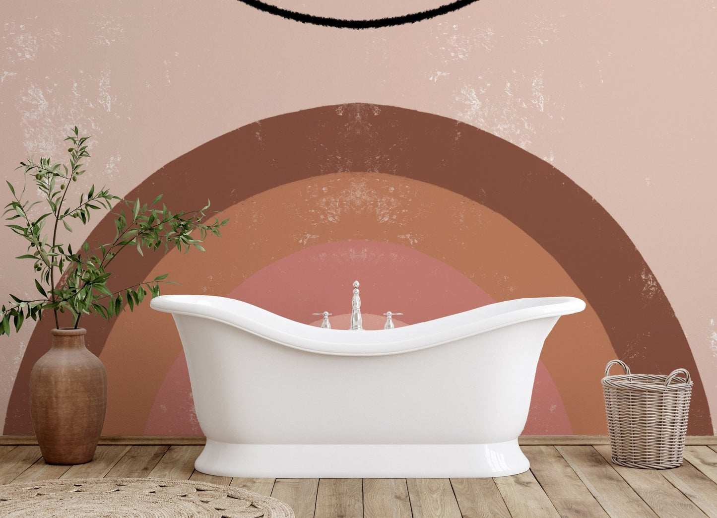 Brown-themed boho rainbow wallpaper for kids A227
